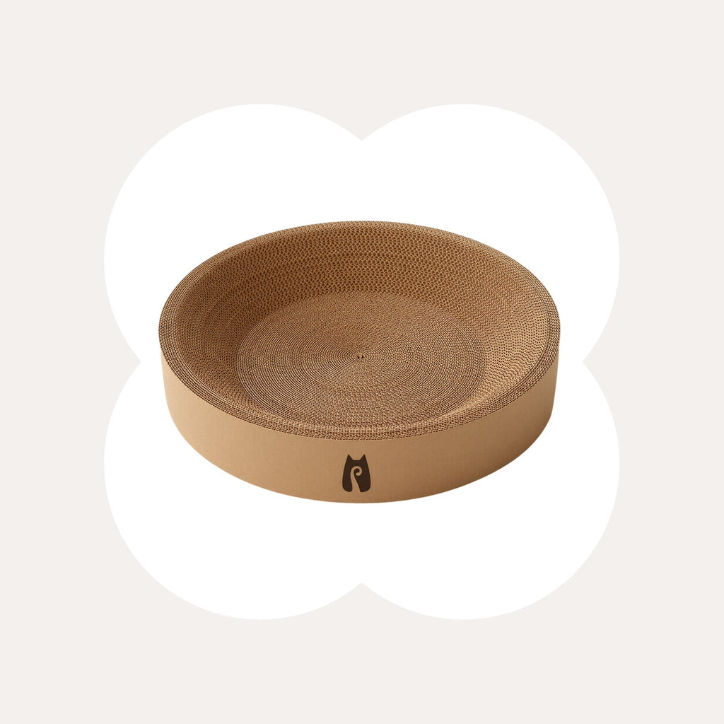2-in-1 Round Kraft Paper Cat Scratcher Bed & Puzzle Toy