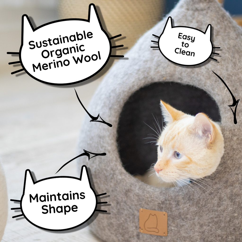 Monstera Leaf Wool Cat Cave