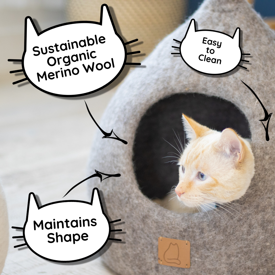Monstera Leaf Wool Cat Cave