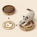 2-in-1 Round Kraft Paper Cat Scratcher Bed & Puzzle Toy