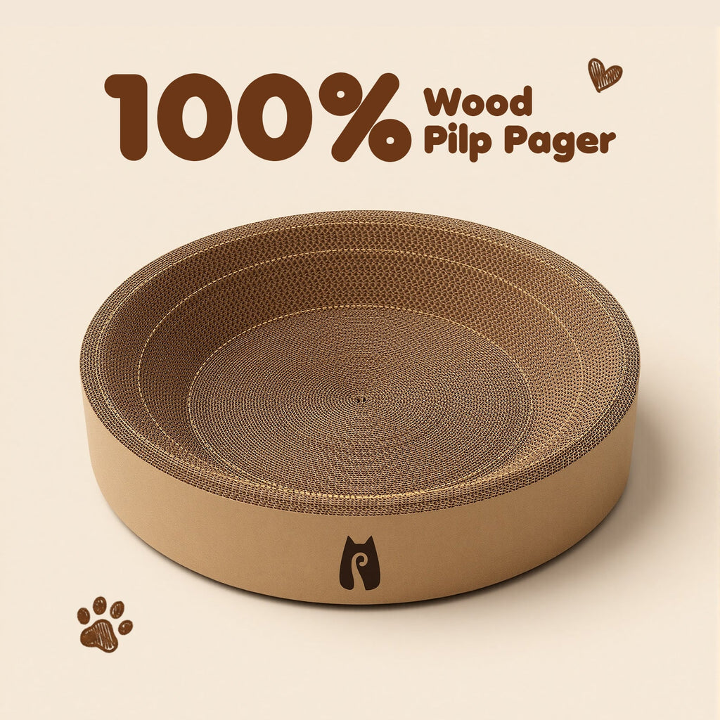 2-in-1 Round Kraft Paper Cat Scratcher Bed & Puzzle Toy
