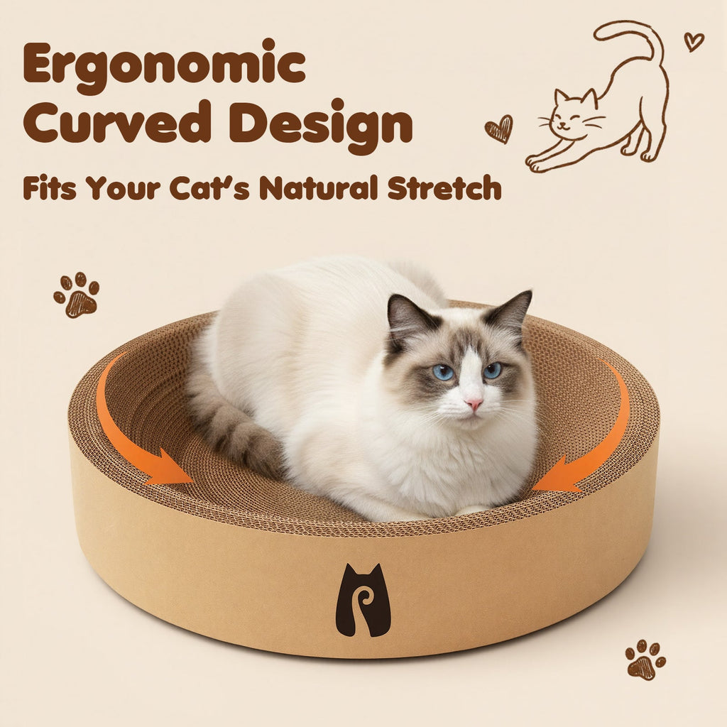 2-in-1 Round Kraft Paper Cat Scratcher Bed & Puzzle Toy
