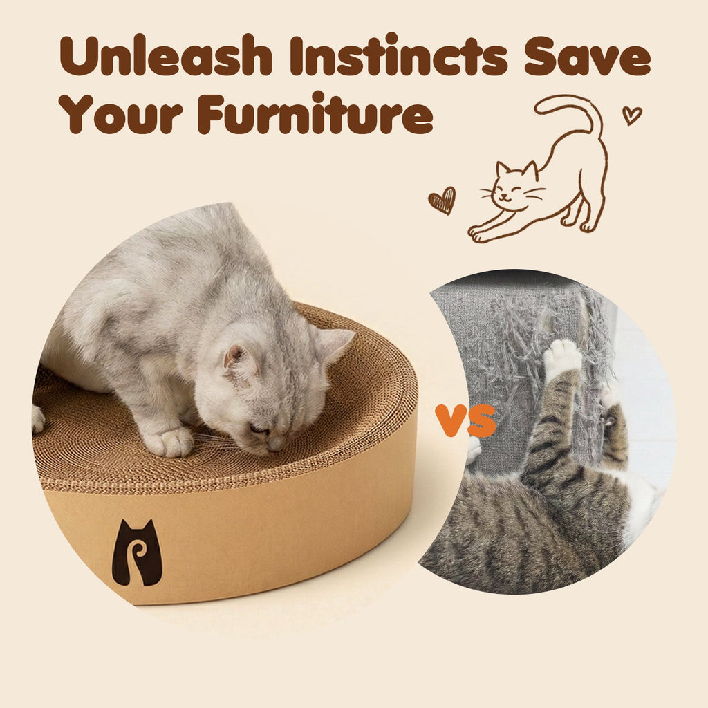 2-in-1 Round Kraft Paper Cat Scratcher Bed & Puzzle Toy