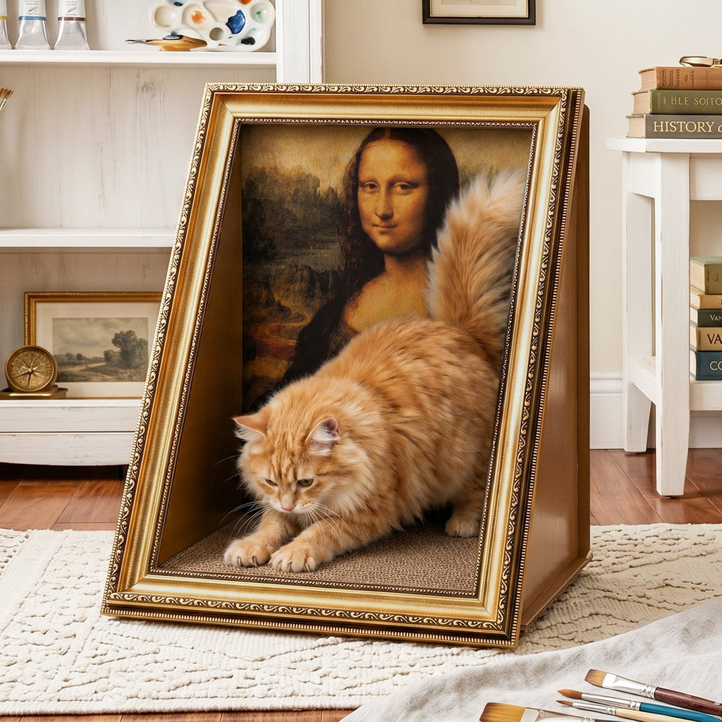 Reinforced Retro Art Cat Scratcher House