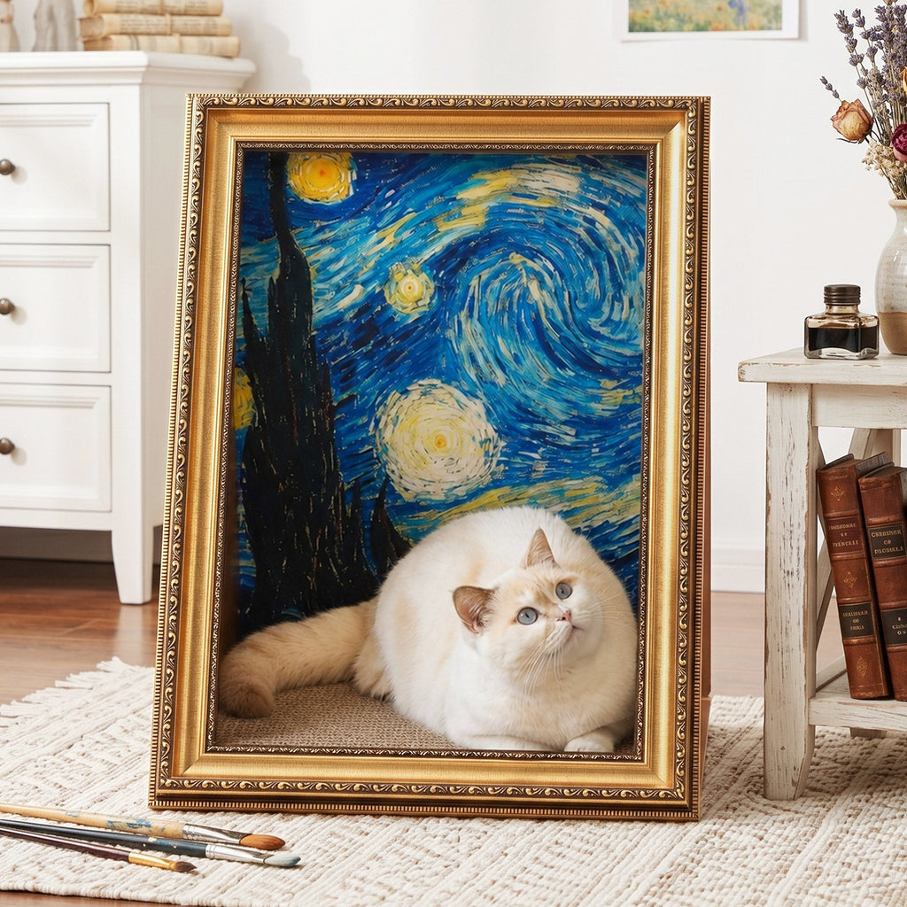 Reinforced Retro Art Cat Scratcher House