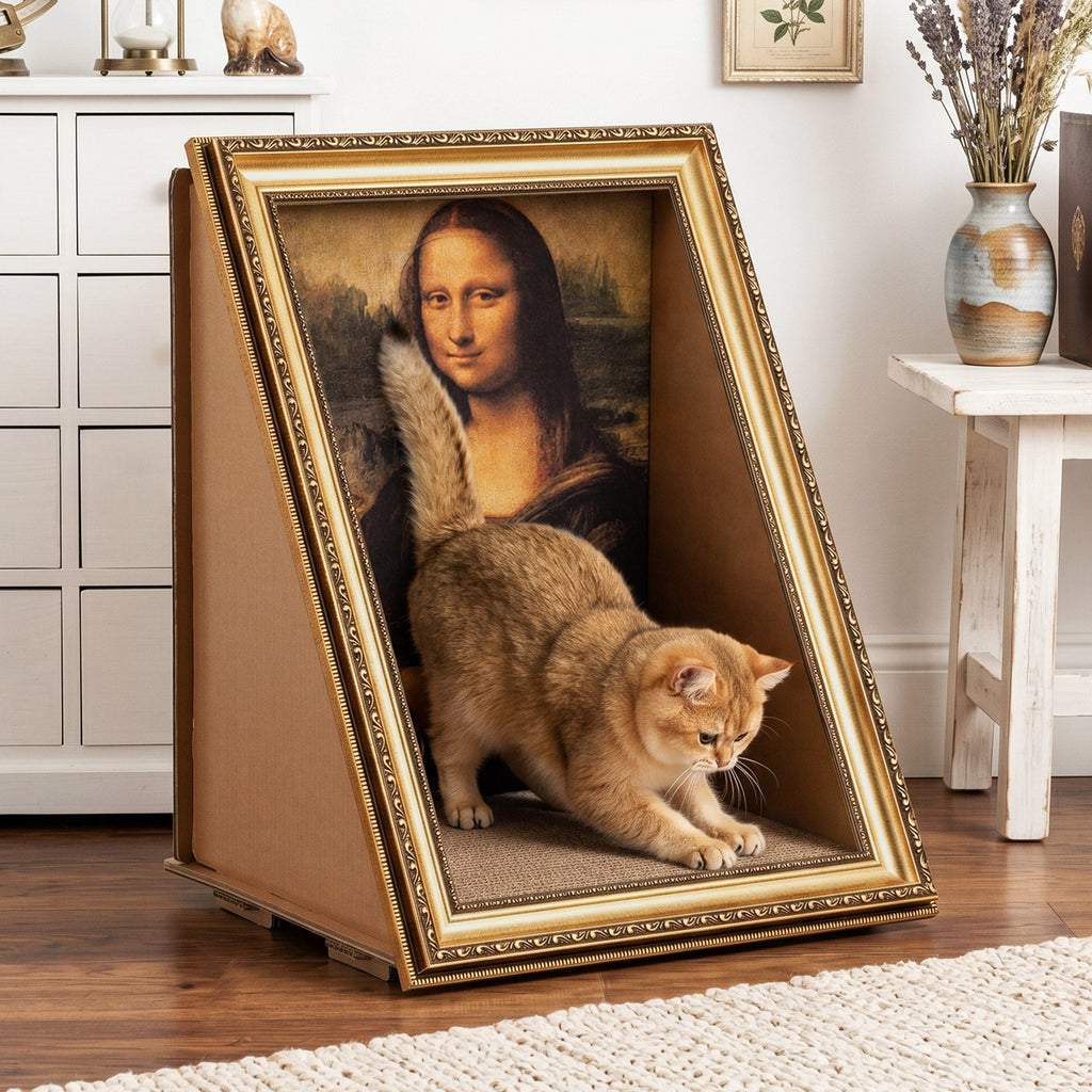 Reinforced Retro Art Cat Scratcher House