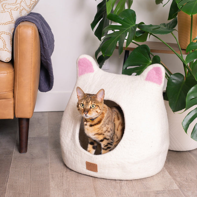 Accented Ears Wool Cat Cave Hover Image