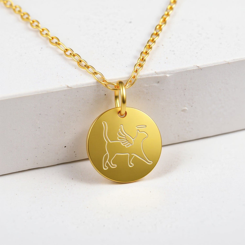 Cat Memorial Disc Necklace
