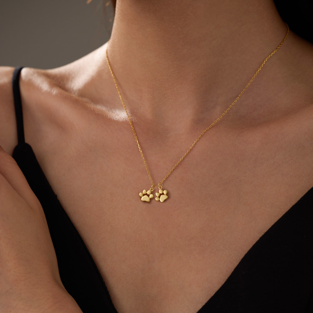 Teeny Tiny Double Paw Necklace