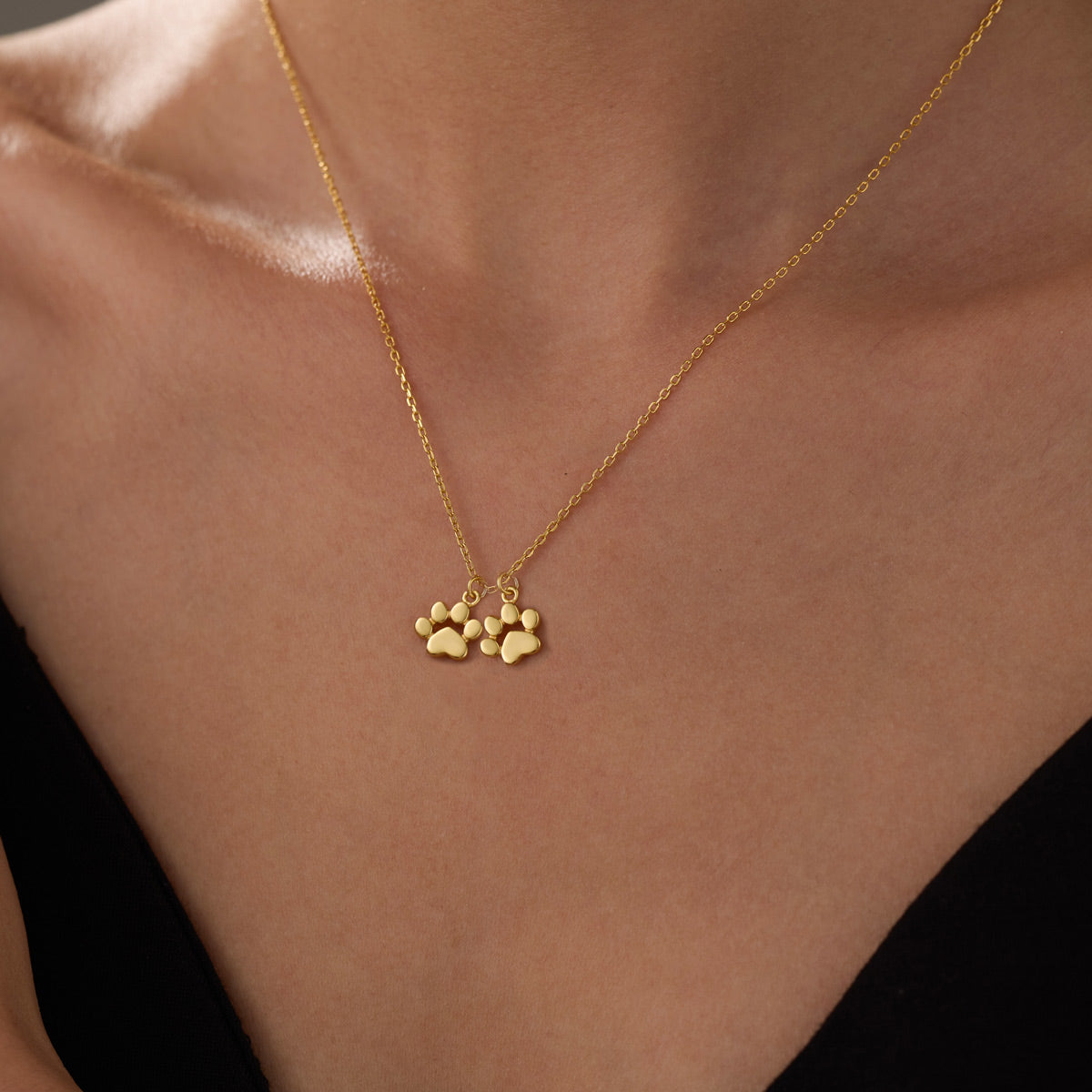 Teeny Tiny Double Paw Necklace