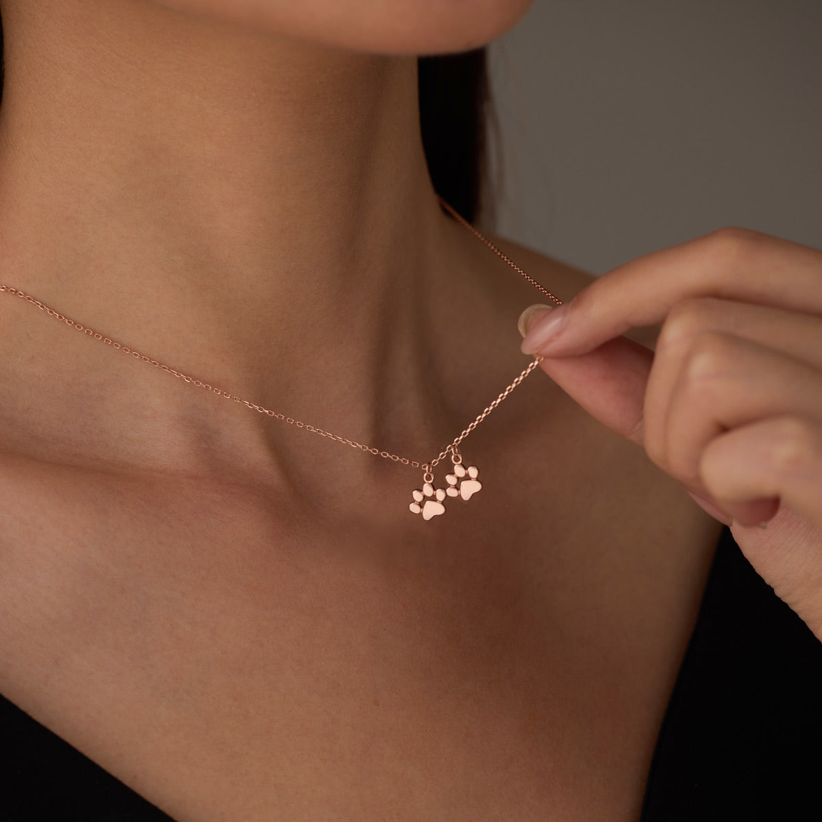 Teeny Tiny Double Paw Necklace