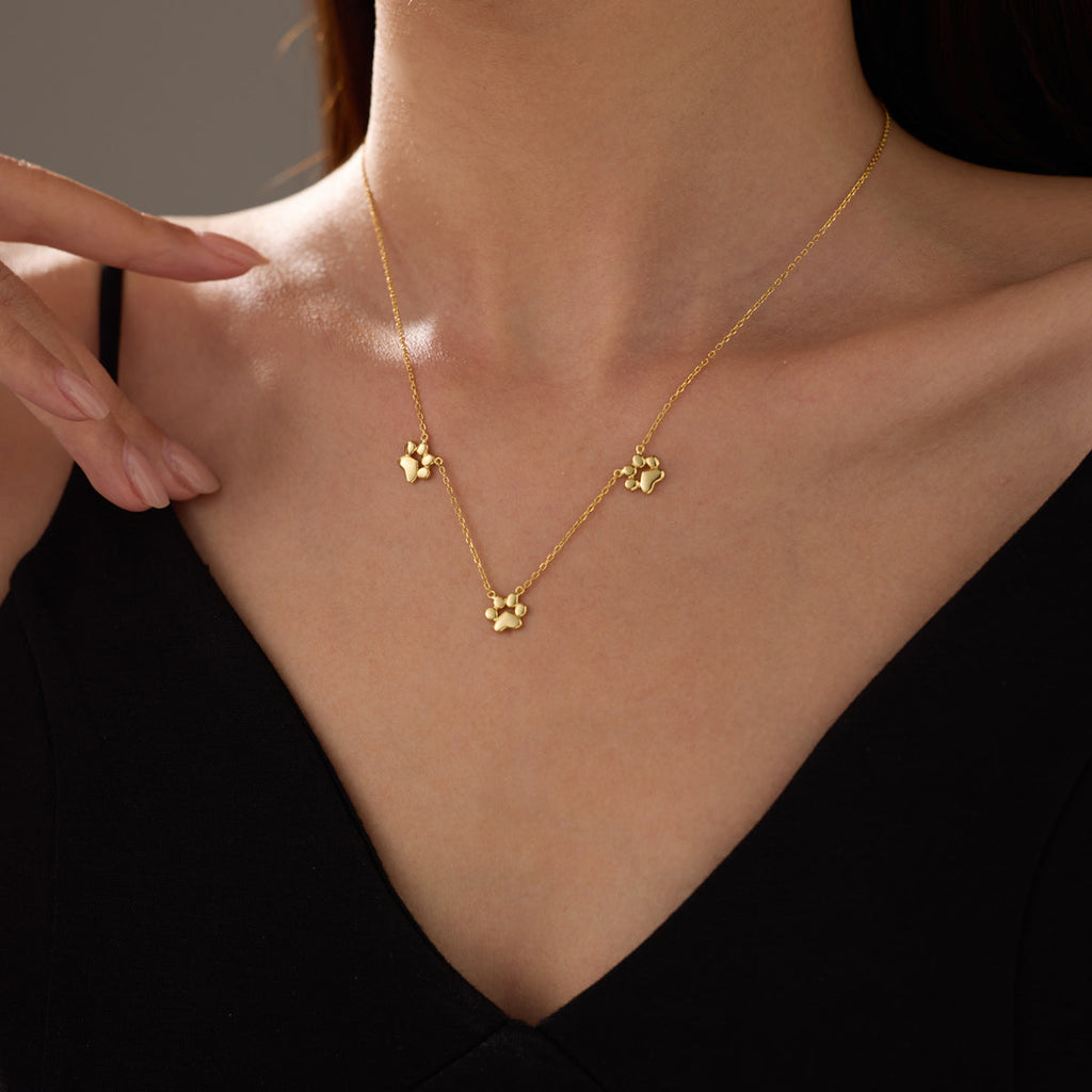 Teeny Tiny Trinity Paw Necklace