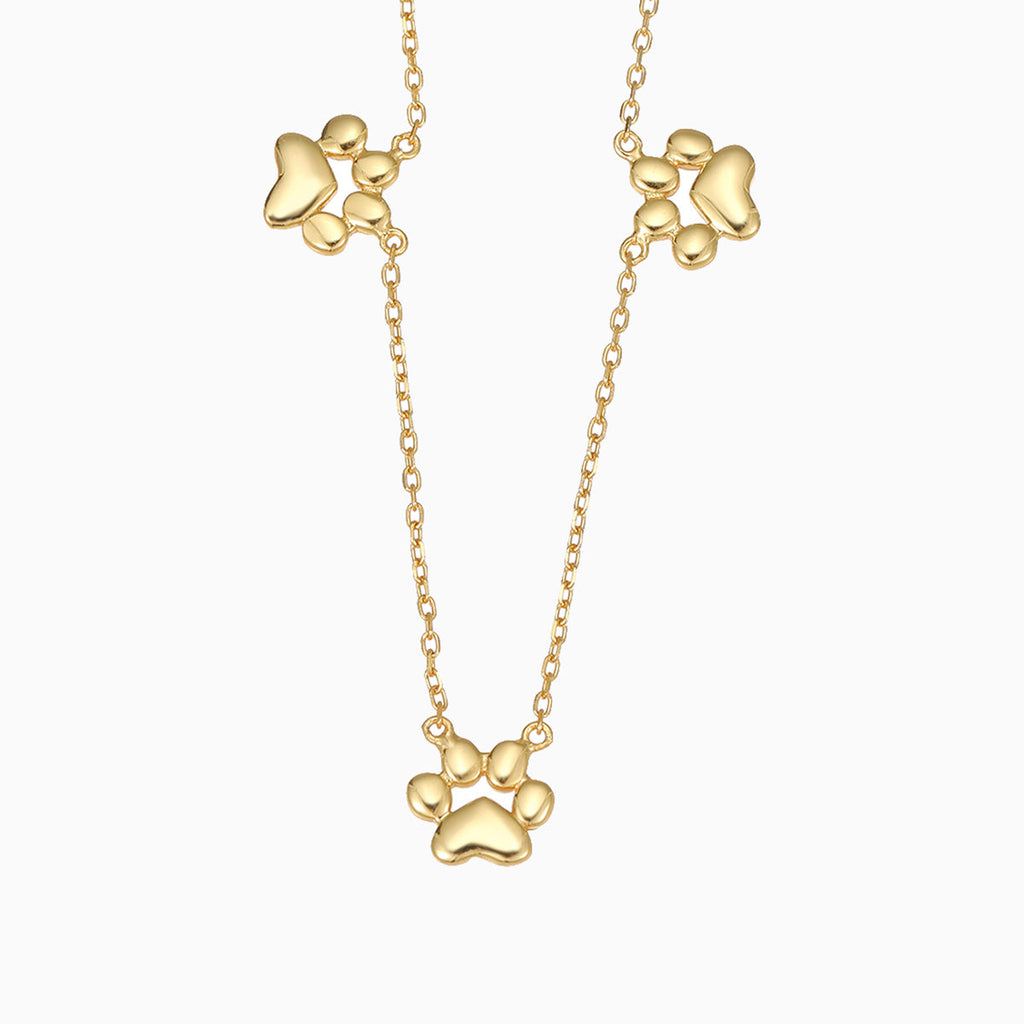 Teeny Tiny Trinity Paw Necklace