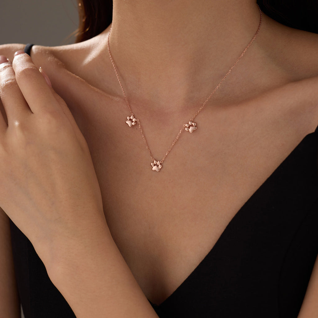 Teeny Tiny Trinity Paw Necklace