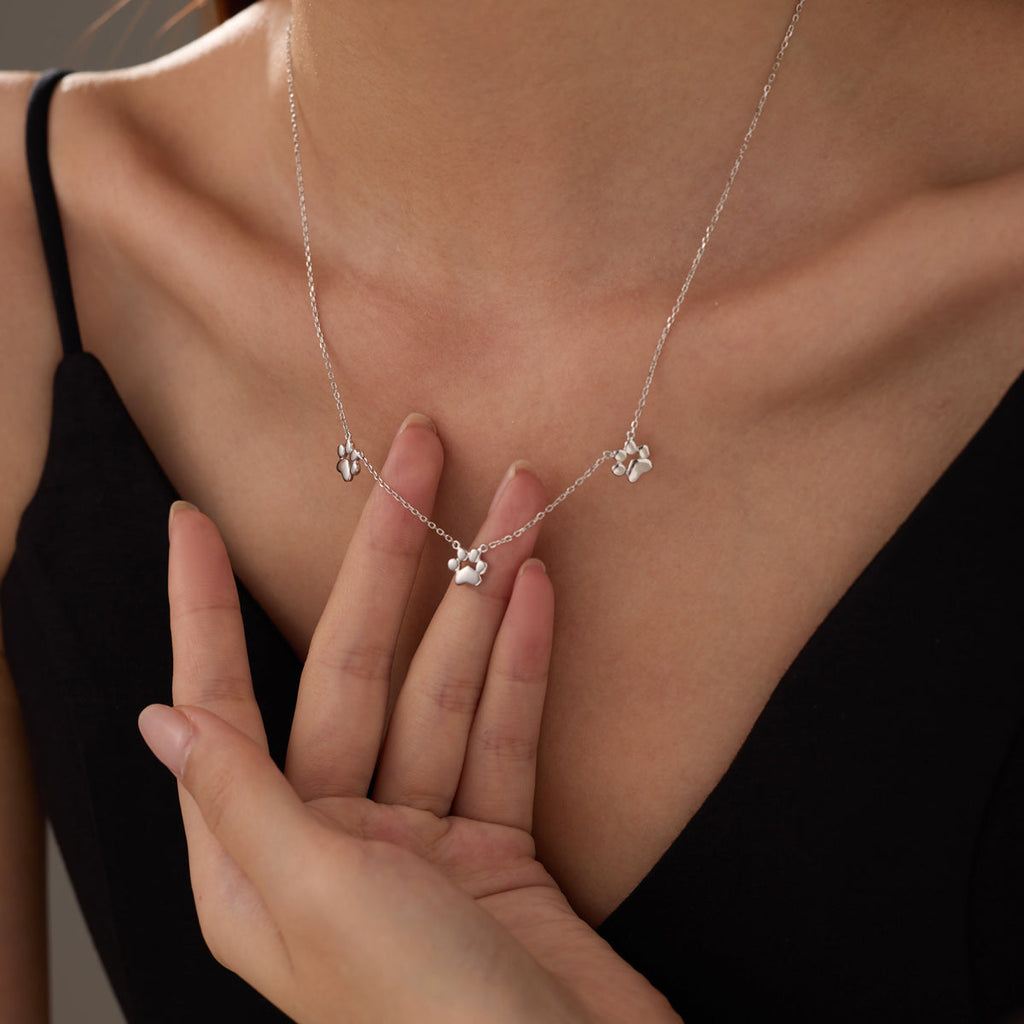Teeny Tiny Trinity Paw Necklace