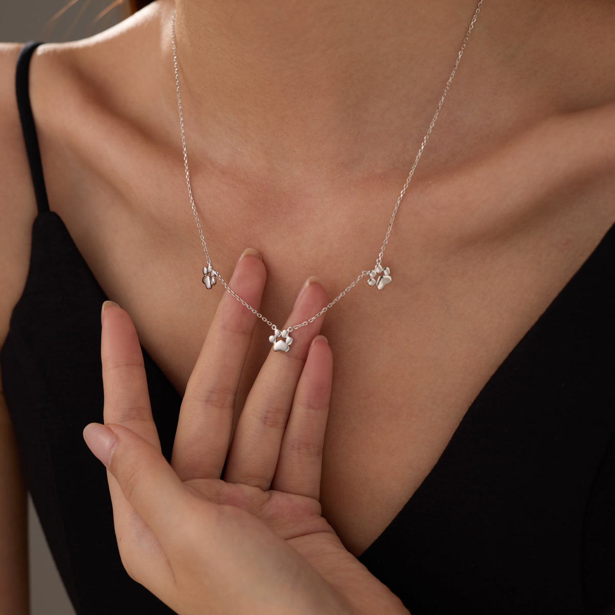 Teeny Tiny Trinity Paw Necklace