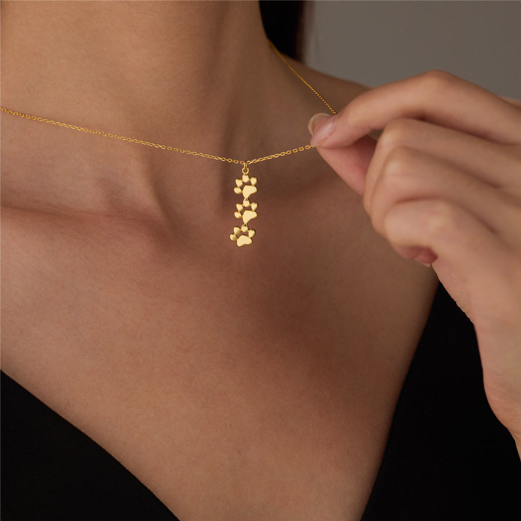 Triple Stacked Paw Necklace