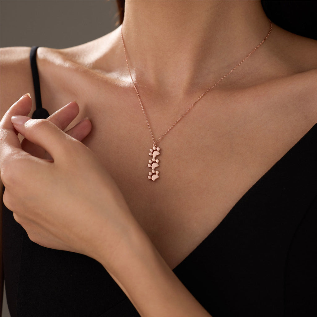 Triple Stacked Paw Necklace