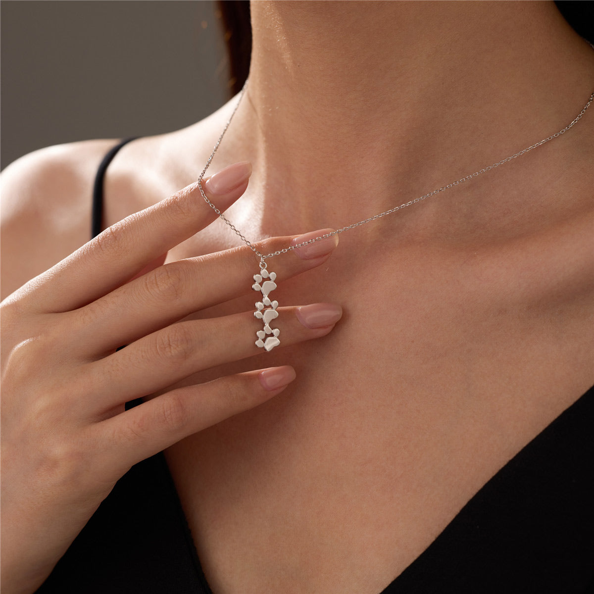 Triple Stacked Paw Necklace