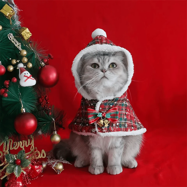 Christmas Cat Hoodie Warm Cloak Hover Image