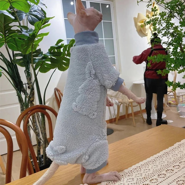 Elegant Warm Sphynx Cat Turtleneck Sweater Jumpsuit Main Image