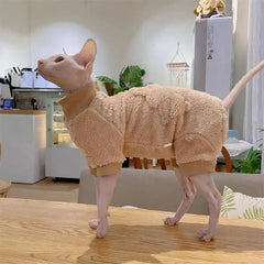 Elegant Warm Sphynx Cat Turtleneck Sweater Jumpsuit