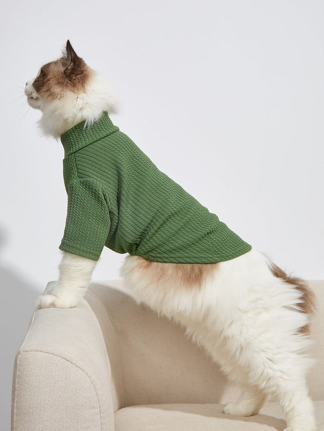 Green Small Plaid Pet Sweater Main Image