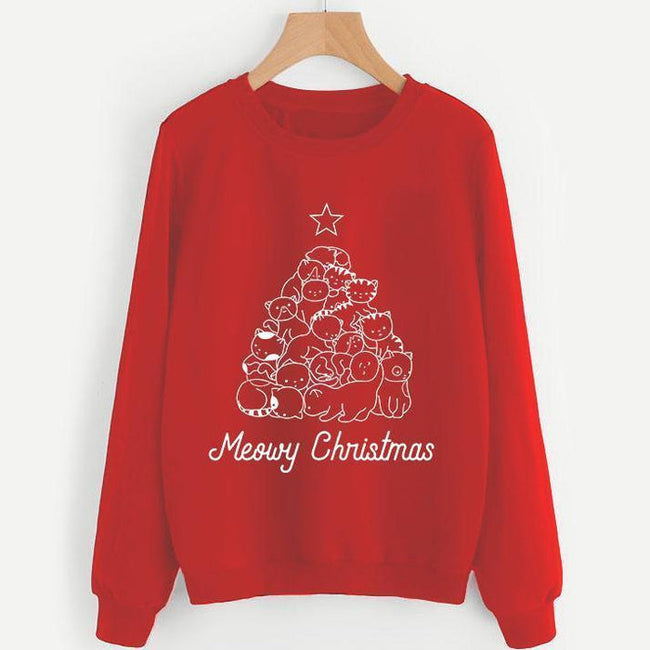 Meowy Xmas Tree Sweatshirt Hover Image
