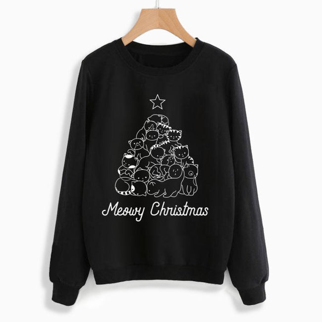 Meowy Xmas Tree Sweatshirt Main Image
