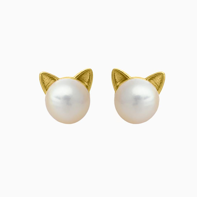 Pearl Cat Earrings Main Image