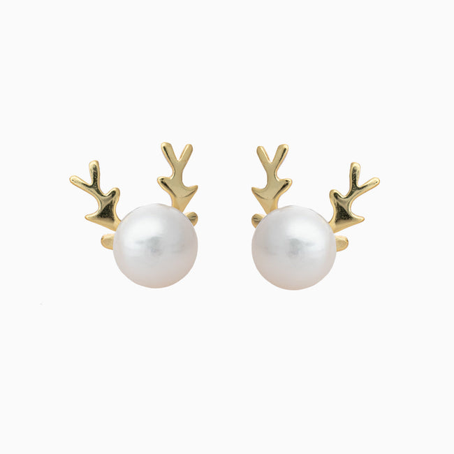Reindeer Pearl Earrings Main Image