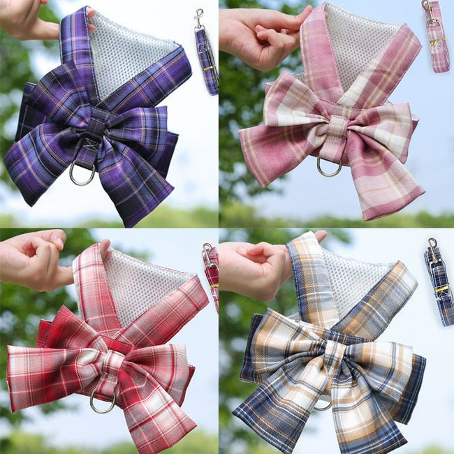 Plaid Vest Leash and Chest Strap Teddy Clothes for Cats/Dogs Main Image