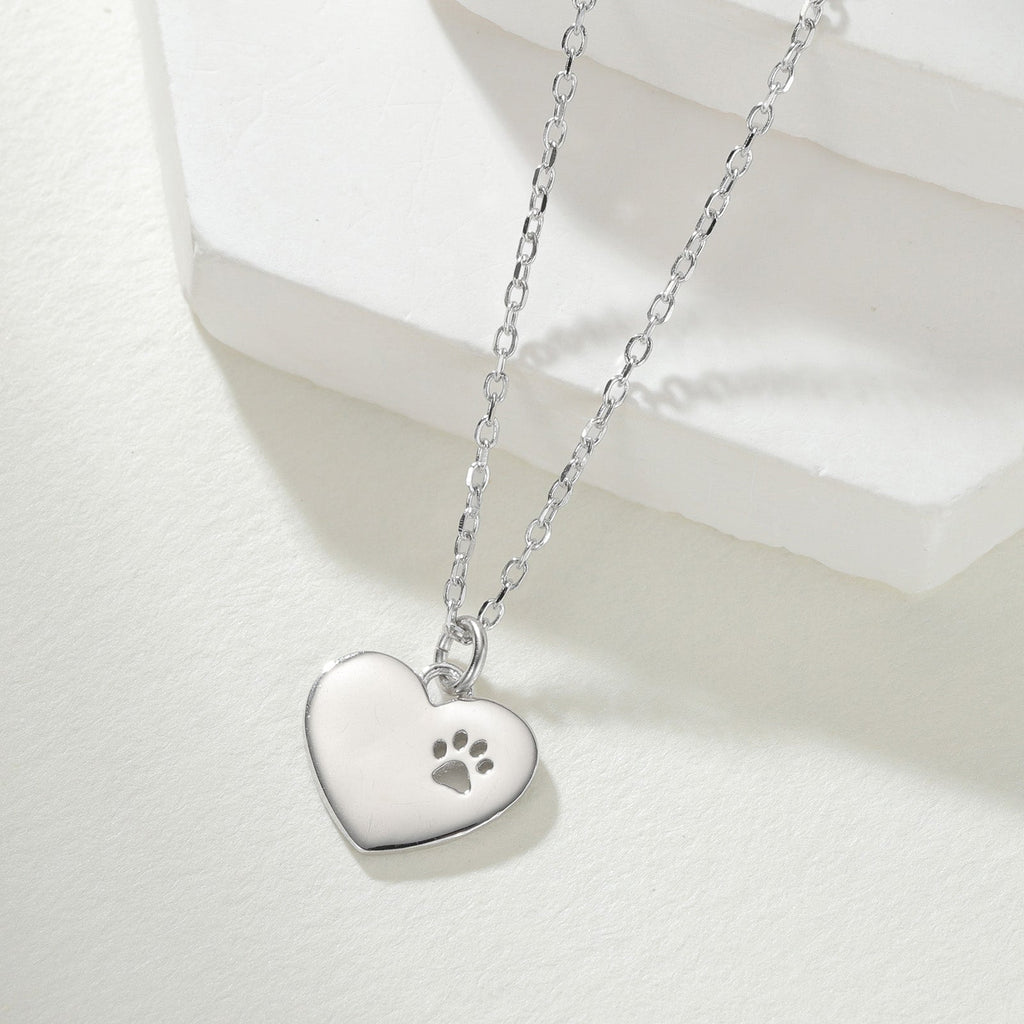 Tiny Heart Paw Print Necklace