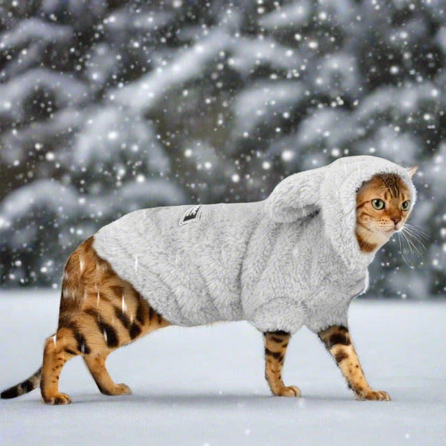 Warm Fuzzy Bunny Winter Parka for Cats to Medium Sized Dogs Hover Image