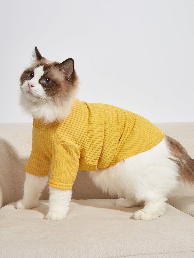 Yellow Small Plaid Pet Sweater Main Image